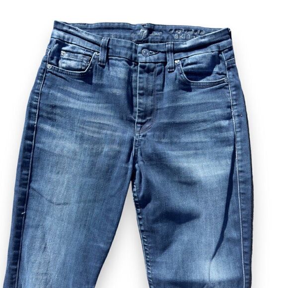 7 for all Mankind The High Waist Ankle Skinny Jeans Medium Wash Women's 28 - Picture 7 of 12